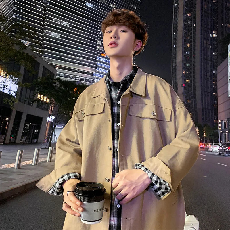 sanyamk Japanese Style Retro Tooling Functional Jackets Coat  Men's Loose Causal High Street Hip-hop Overcoat Men Tops Male Clothes