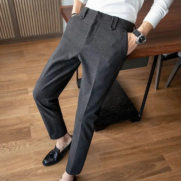 sanyamk Autumn Winter Woolen Business Dress Pants Men High Quality Streetwear Casual Long Trousers Formal Social Suit Pants L72