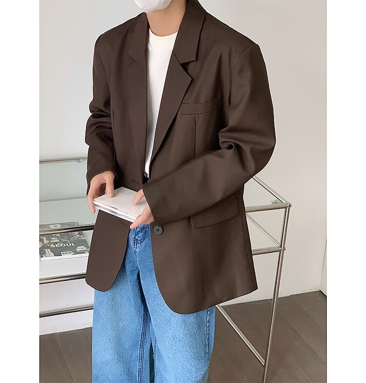 sanyamk Men's High-quality Casual Suit Jackets Formal Western-style Clothes Loose Black/brown/green Blazers Business Coats S-XL