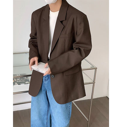 sanyamk Men's High-quality Casual Suit Jackets Formal Western-style Clothes Loose Black/brown/green Blazers Business Coats S-XL