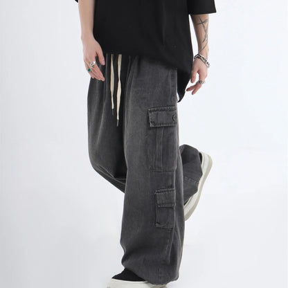 sanyamk Baggy Cargo Jeans Men Oversize Wide Leg Denim Trousers Male Cargo Pants Japanese Casual Loose Streetwear Hip Hop