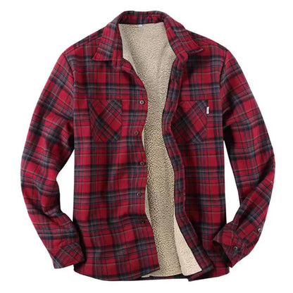 sanyamk Autumn Winter Men Fleecee Shirts Jacket Plaid Button Long Sleeve Turn-down Collar Thick Warm Coats For Male Outerwear Clothing