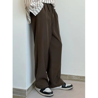 sanyamk Brown Suit Pants Men Fashion Social Mens Dress Pants Korean Loose Casual Straight Trousers Mens Office Formal Pants M-3XL