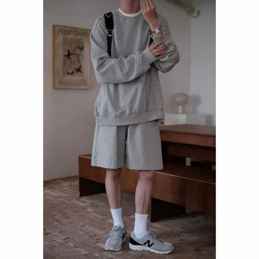 sanyamk Hip Hop Clothes Men Loose Fit 2 Piece Set Japan Style Streetwear Men Fashion Clothing Spring and Autumn Tracksuit Men Daily Wear