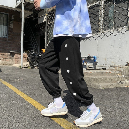 sanyamk Harajuku Baggy Pencil Wide Leg unisex Pants Side Cartoon Printing Sweatpants All-match Ankle-Length Pants Y2K Streetwear Fashion