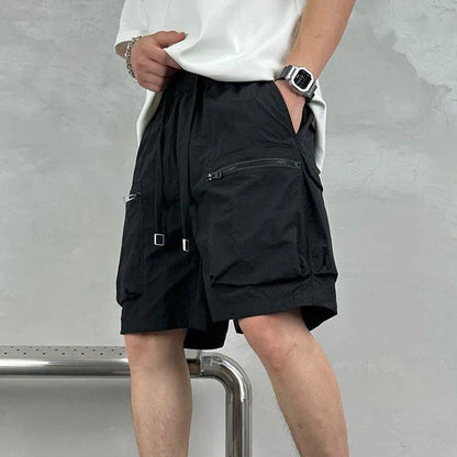 sanyamk Men Trendy Vintage Casual Streetwear Oversize Cargo Short Pants Y2K 2024 Summer Solid Quick Dry Multi Pocket Sports Beach Shorts