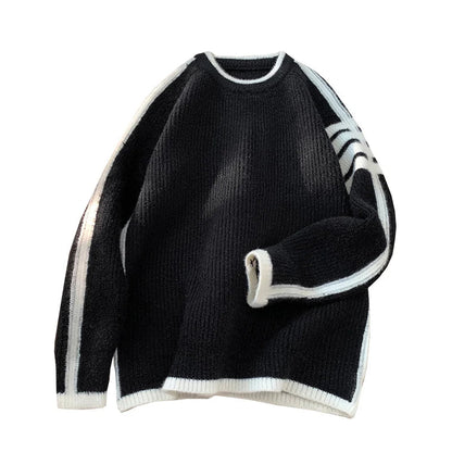 Bonsir New Patchwork Knitted Sweater Trend High Street Fashion Autumn and Winter Warm Men's Top Hip-hop Streetwear Clothing