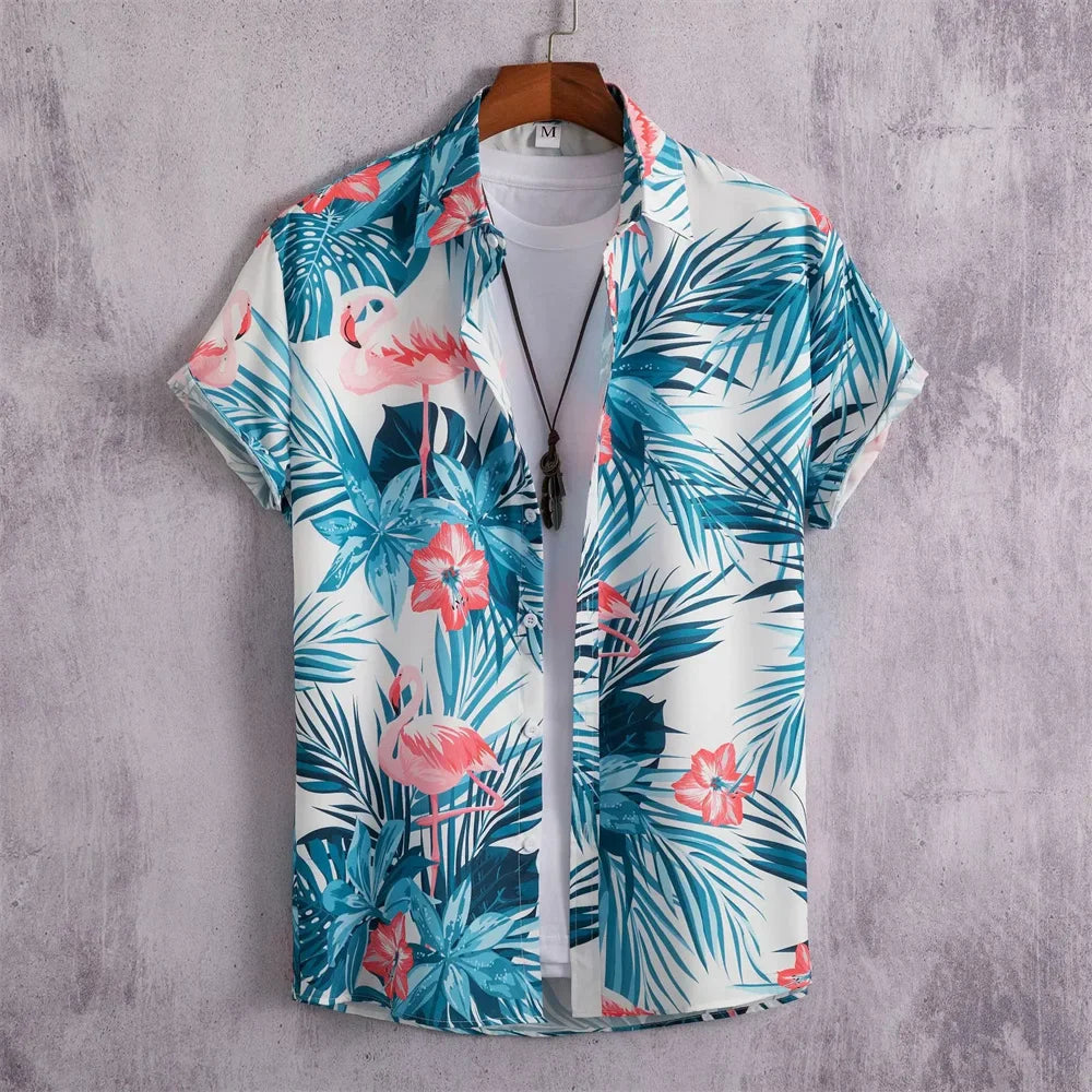 sanyamk Hawaiian Men's Shirts Short Sleeve 3D Printed T Shirt For Men Beach Blouse Retro Pattern Aloha Shirts Summer Fashion Tops