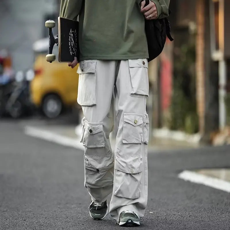 sanyamk Multi-pockets Cargo Pants Streetwear Hip-hop Mopping Trousers Harajuku Tooling Pant Men's Vintage Loose Casual Jogging Pants