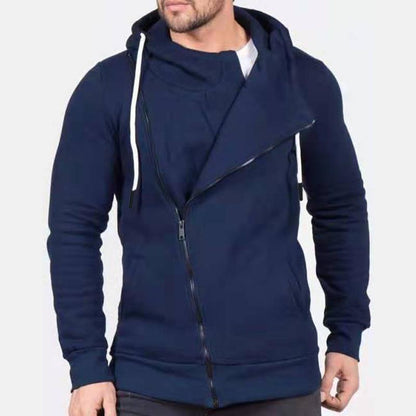 Bonsir Fashion Irregular Zip-up Solid Hooded Jackets For Men Autumn Winter Casual Long Sleeve Hoodies Cardigans Mens Trendy Streetwear