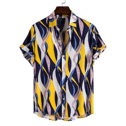 sanyamk Summer Men For Shirt Holiday Fashion Beach Dot Print Short Sleeve Tops Aloha Clothing Streetwear Mens Hawaiian Shirts 5XL