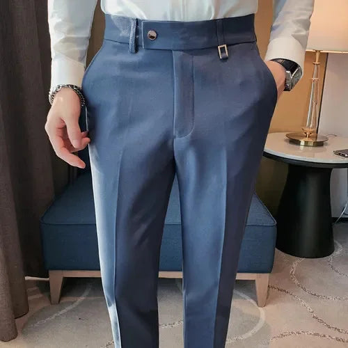 sanyamk British Style Autumn New Solid Color Business Casual Trousers Men's Simple and Versatile Formal Office Pants Straight Suit