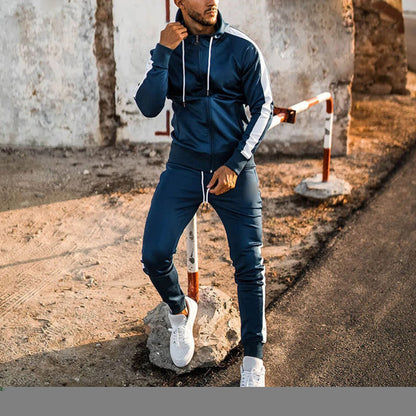 sanyamk Autumn Sweatsuits Men Tracksuit Slim Long Sleeve Zip-up Hooded Sweatshirt And Pants Suits Mens Gradient Fashion Two Piece Sets