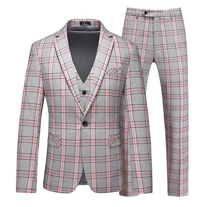 sanyamk Men's Business Banquet Suit 3 Piece Set Fashionable Men Wedding Ball Groom Dress Balzers and Pants with Vests Large Size 6XL