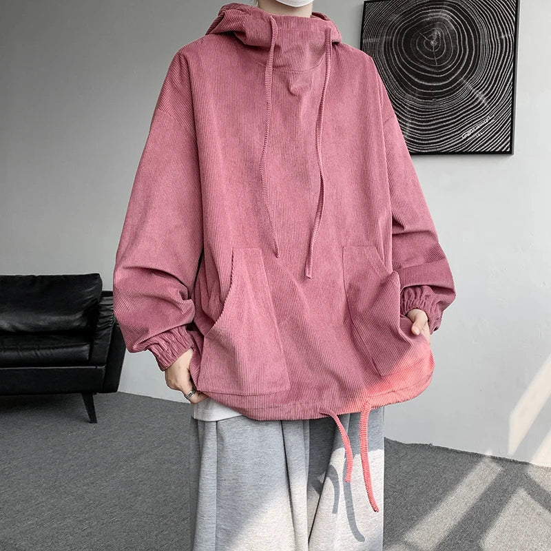 sanyamk  -  Autumn Stand Collar Hoodies Sweatshirts Men Woman Fashion Pink Black Khaki Hip Hop Hoody Male Brand Casual Loose Tops