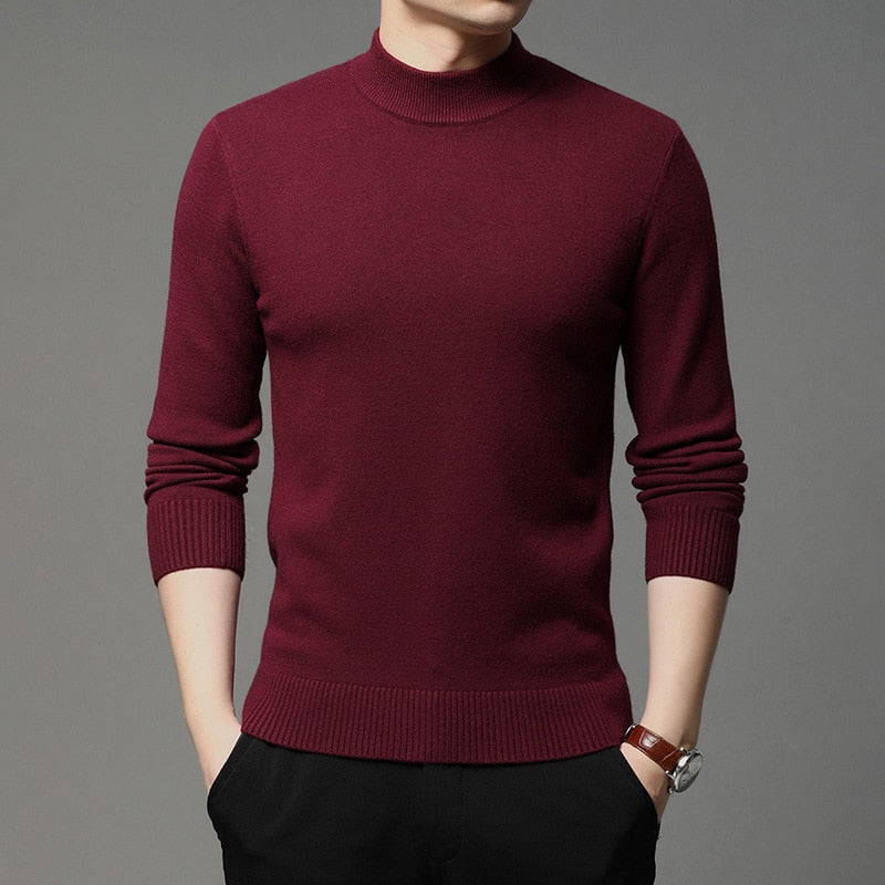 sanyamk 2022 Autumn and Winter New Men Turtleneck Pullover Sweater Fashion Solid Color Thick and Warm Bottoming Shirt Male Brand Clothes