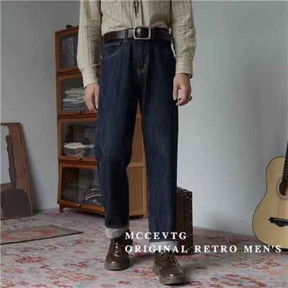 sanyamk Men's Fashion Trend Blue Color Wash Jeans Loose Streetwear Straight Pants Retro Trousers Baggy Homme Casual Pants S-3XL