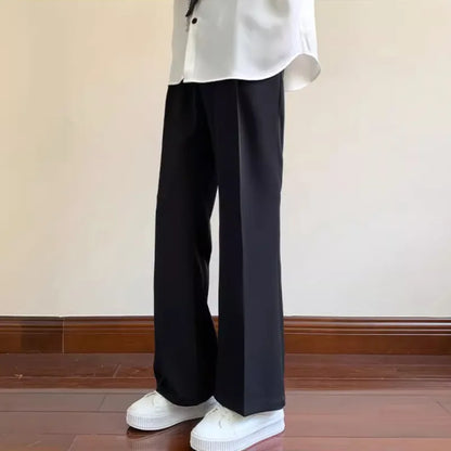 sanyamk Summer Black Suit Pants Men Fashion Social Mens Dress Pants Korean Loose Bell-bottoms Pants Men Mens Office Formal Trousers