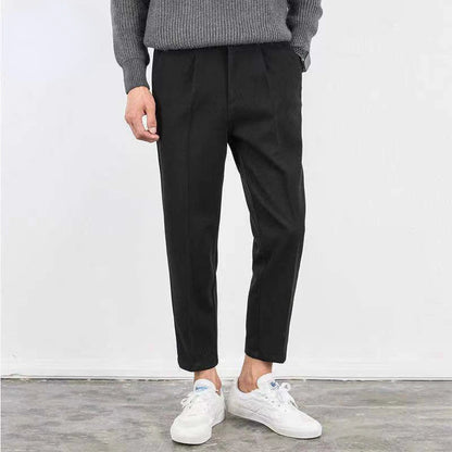 Bonsir Autumn Woolen Suit Pants Korean Style Woolen Dress Pants for Male Office Formal Wedding Business Casual Men Pants L44