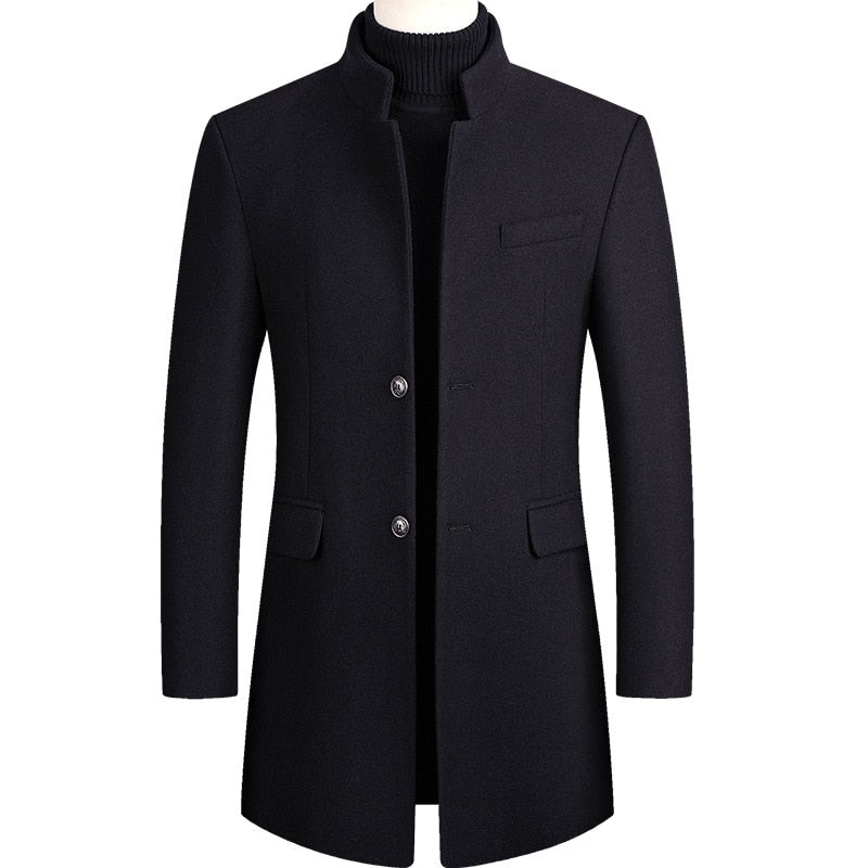 Men Long Trench Coats Cashmere Wool Blends Winter Jackets New Male Warm Long Coats Male Business Casual Trench Coats Size 4XL