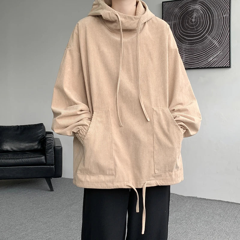 sanyamk  -  Autumn Stand Collar Hoodies Sweatshirts Men Woman Fashion Pink Black Khaki Hip Hop Hoody Male Brand Casual Loose Tops