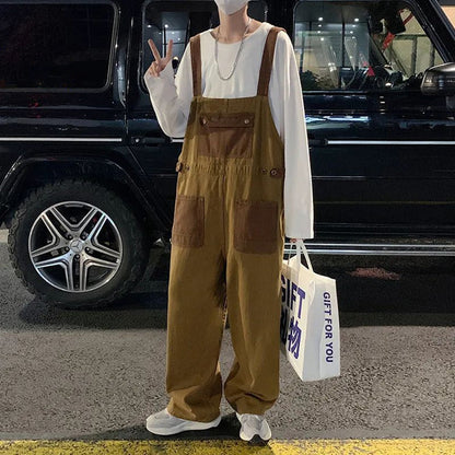 Bonsir Men Pants Design Overalls High Street Hip Hop Ins Casual Baggy Retro Vintage Multi-pocket Jumpsuit Loose Straight