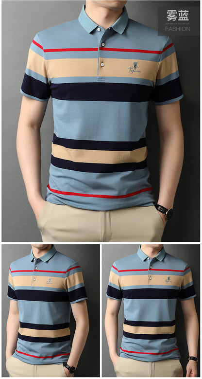 sanyamk Top Grade New Summer Brand Striped Embroidery Mens Designer Polo Shirts With Short Sleeve Casual Tops Fashions Men Clothing 2022