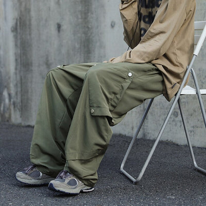 Bonsir High Street Retro Cargo Pants Casual Large Pocket Overalls Men's and Women's New Autumn Loose Straight Tube Wide Leg Trousers