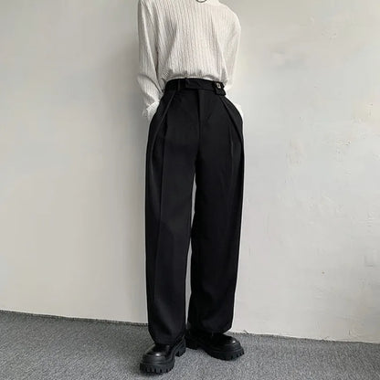 sanyamk New Black Suit Pants Men Fashion Social Mens Dress Pants Korean Loose Oversized Wide Leg Pants Mens Formal Trousers M-2XL