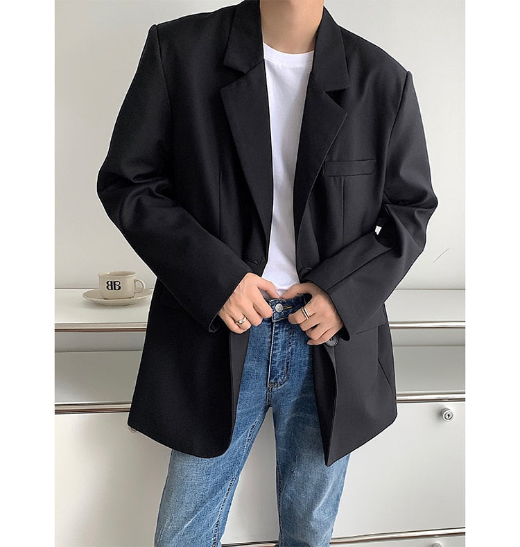 sanyamk Stylish New Autumn Winter Men Blazer High Quality Leisure Style Loose Male All-match Simple Chic Casual Single Breasted Suits