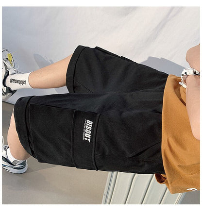 Bonsir Oversize Casual Shorts Men's Thin Street Trend Big Pocket Overalls Sports Loose Straight Pants Printed Letters Summer Clothes