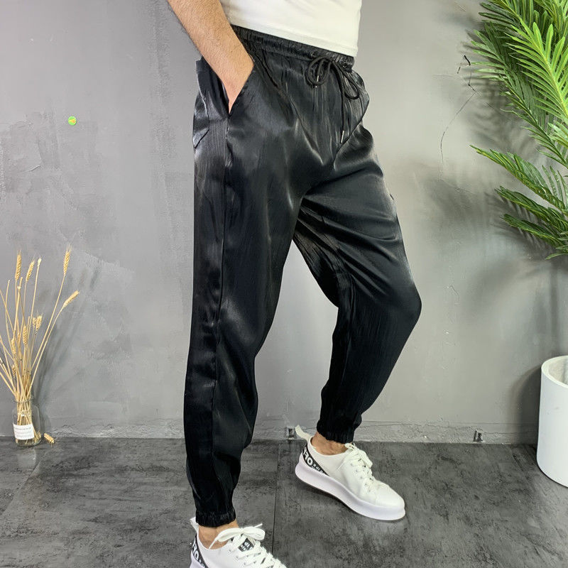 Bonsir Fashion Men's Harem Pants Summer Thin Sweatpants Ins Wind Bright Side Reflective Hip-hop Trousers Streetwear Man Clothiong 5XL