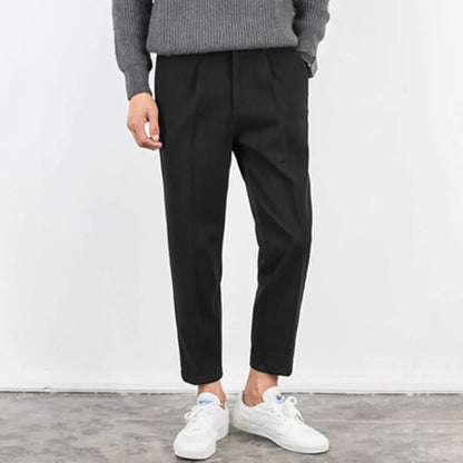 Bonsir Autumn Woolen Suit Pants Korean Style Woolen Dress Pants for Male Office Formal Wedding Business Casual Men Pants L44