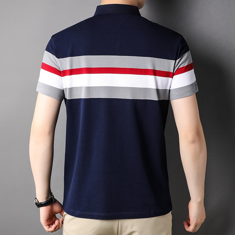 sanyamk Top Grade 95% Cotton Brand Designer Trendy Polo Shirt Men Design Stripped Short Sleeve Casual Fashions  Summer Men Clothes