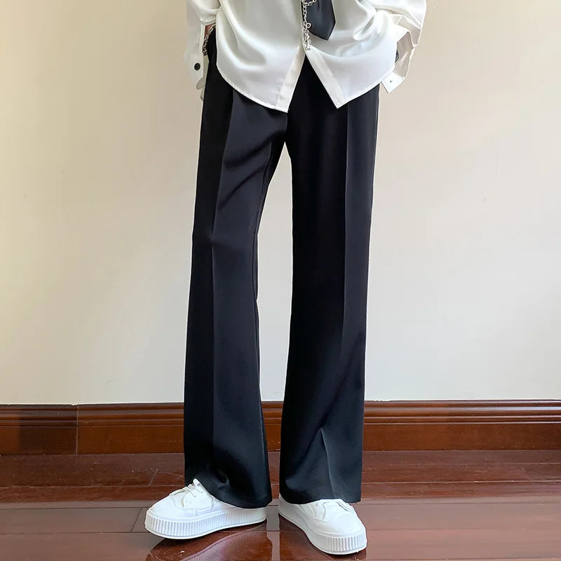 sanyamk Summer Black Suit Pants Men Fashion Social Mens Dress Pants Korean Loose Bell-bottoms Pants Men Mens Office Formal Trousers