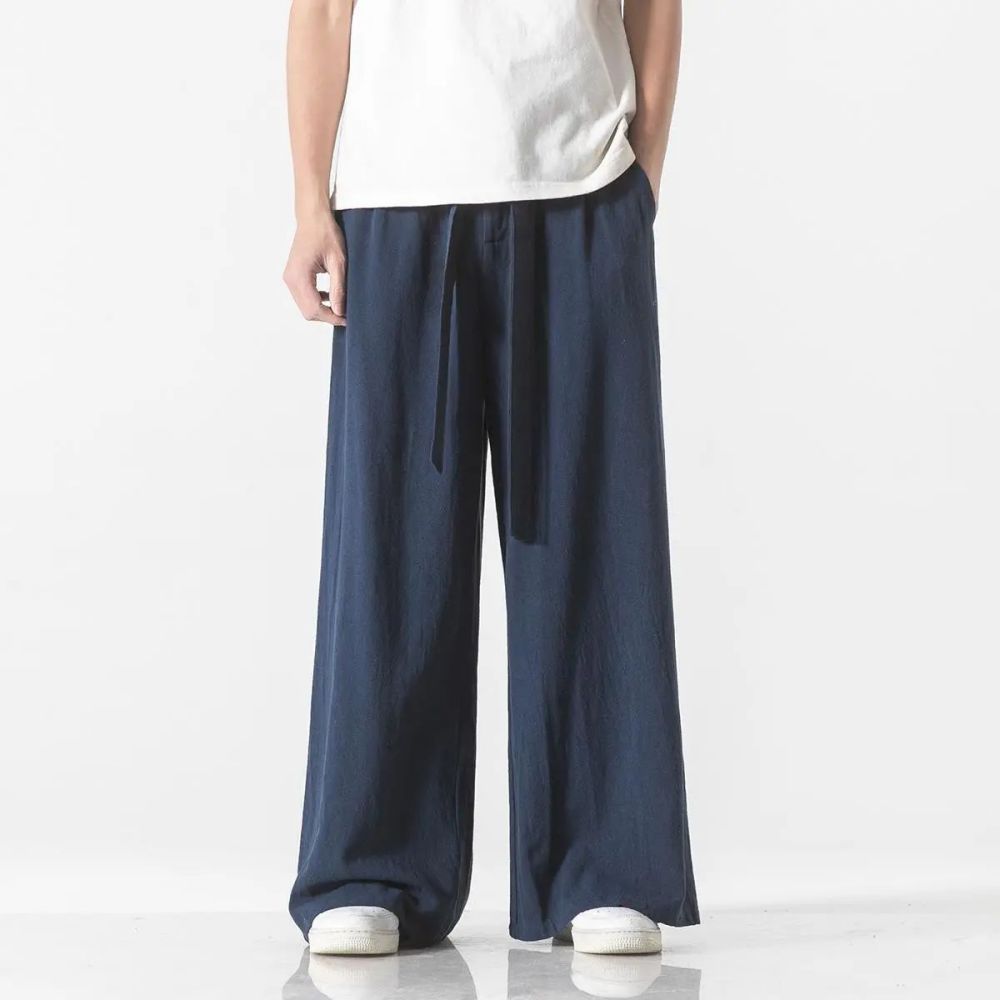 sanyamk Cotton Linen Vintage Men’s Harem Pants Harajuku Oversized Casual Man Wide Leg Pants Loose High Quality Men Trousers Jogger Pants