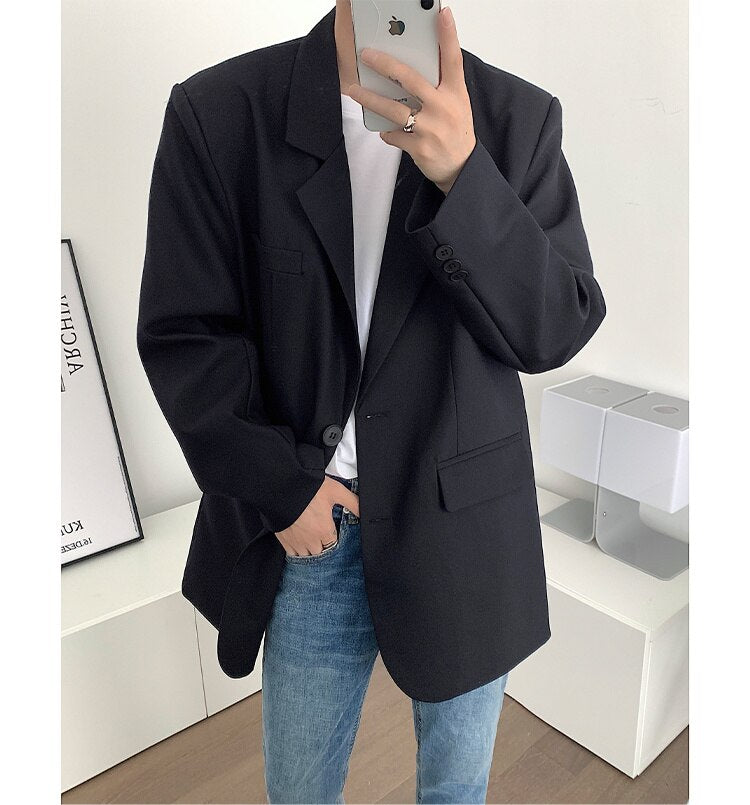 sanyamk Men's High-quality Casual Suit Jackets Formal Western-style Clothes Loose Black/brown/green Blazers Business Coats S-XL
