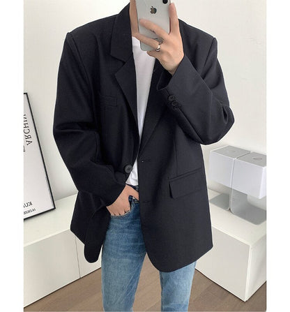 sanyamk Men's High-quality Casual Suit Jackets Formal Western-style Clothes Loose Black/brown/green Blazers Business Coats S-XL