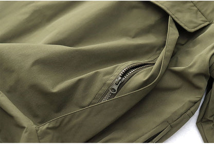 sanyamk Autumn Trekking Hooded Work Jacket Men's Windproof New Loose Half Zipper Stormsuit Outdoor Camping Hiking Riding Coat Tooling