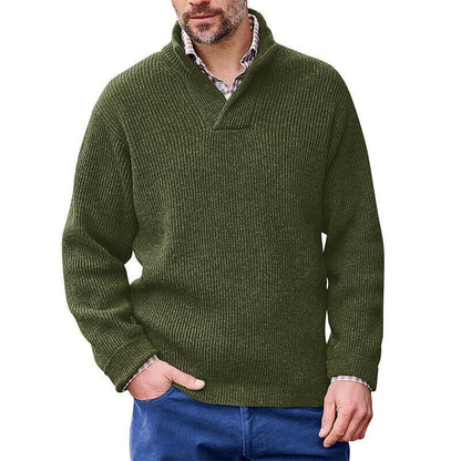 sanyamk Casual Sweater Man Winter Vintage Turn-down Collar V-neck Long Sleeve Knitted Jumper Men Clothing Autumn Fashion Solid Pullovers