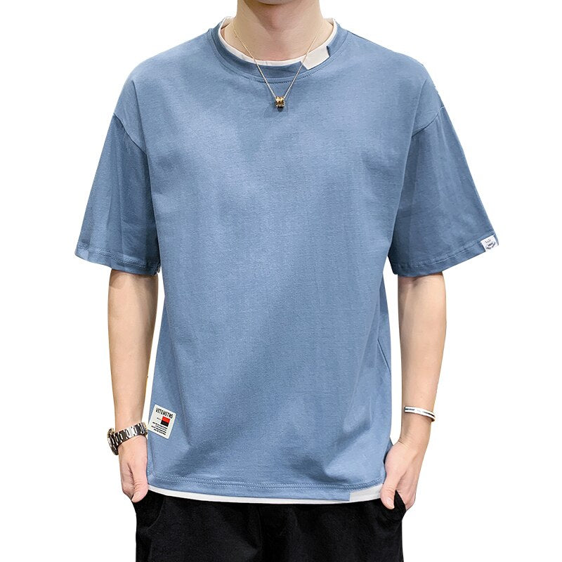 sanyamk 2022 Summer New Men's T-Shirt Trend Half-Sleeve T-Shirt Fashion Loose Casual Stretch Large Size Top T-Shirt