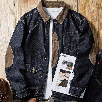 sanyamk Vintage Denim Jackets Men Retro Cargo Jacket Coats Outerwear Coat for Men Distressed Streetwear Japanese Patchwork