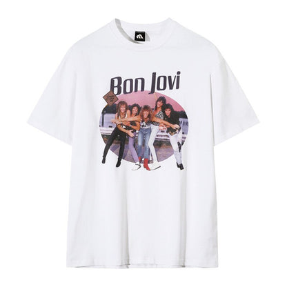 Bonsir Print Male Short Sleeve T-Shirts Men's High Street O-neck Tee Korean Fashion Pullover 2023 Spring Stylish New Tops