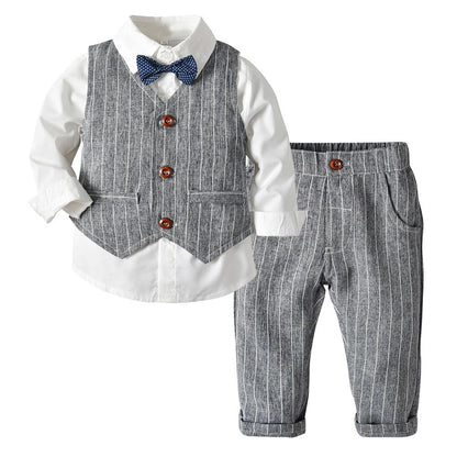 sanyamk Boy Suit Dress Long Sleeve Shirt Vest Trousers Gentleman Bow Tie Gentleman Suit Four Piece Set Of Boy Treasure