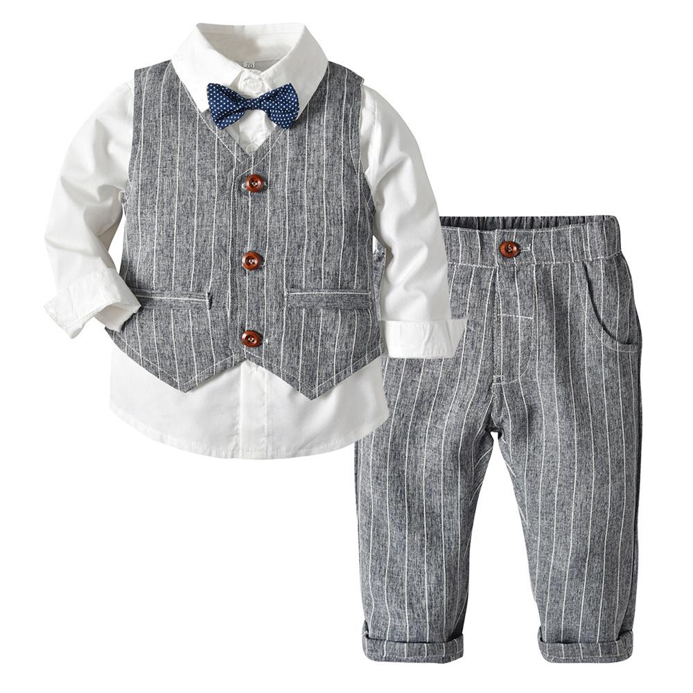 sanyamk Boy Suit Dress Long Sleeve Shirt Vest Trousers Gentleman Bow Tie Gentleman Suit Four Piece Set Of Boy Treasure