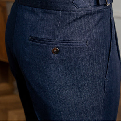 sanyamk High Waist Business Dress Pants Men Ankle Length Office Social Slim Fit Suit Pant Classic Streetwear Trousers Pantalones Hombre