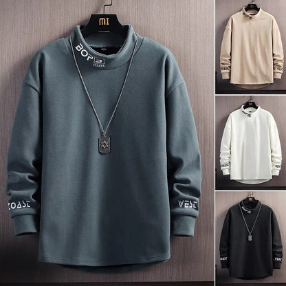 Bonsir Casual Sweatshirts Men Stand Collar Long Sleeve Fashion Hoodies Spring Autumn New Men Tops Streetwear Solid Color  Sweatshirts