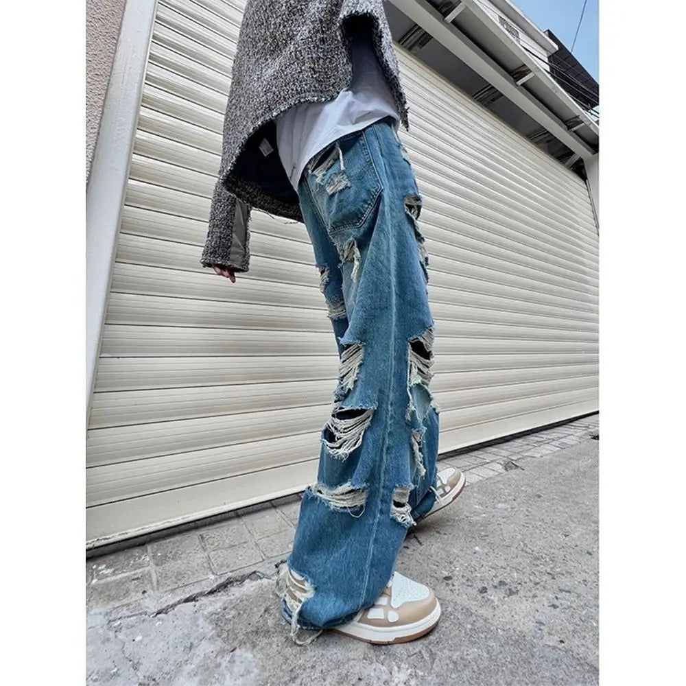 sanyamk Y2K Emo Vintage Streetwear Harajuku Ripped Baggy Gothic Pants Hip Hop Punk Fairy Grunge Jeans for Men Denim Trousers Alt Clothes