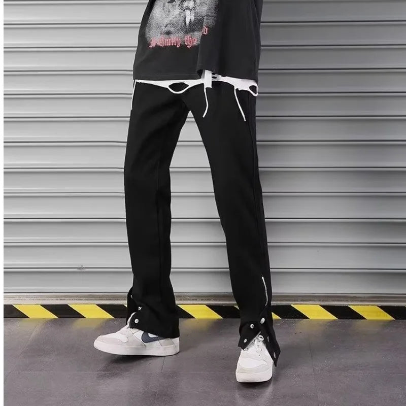 sanyamk Straight Jeans Men Harajuku Black Basic All-match Boyfriend Gothic Punk Style American Soft  Males Clothing Bottoms New