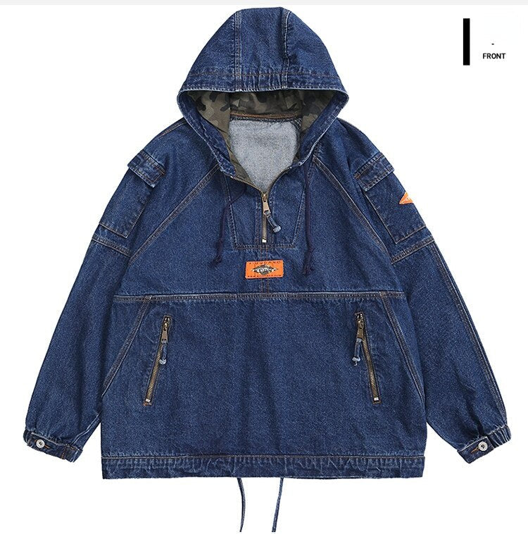 sanyamk spring new hooded sports casual sweater 100% cotton loose Korean style stitching denim jacket jacket brand men's clothing